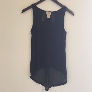 Sheer back, high-low crop top